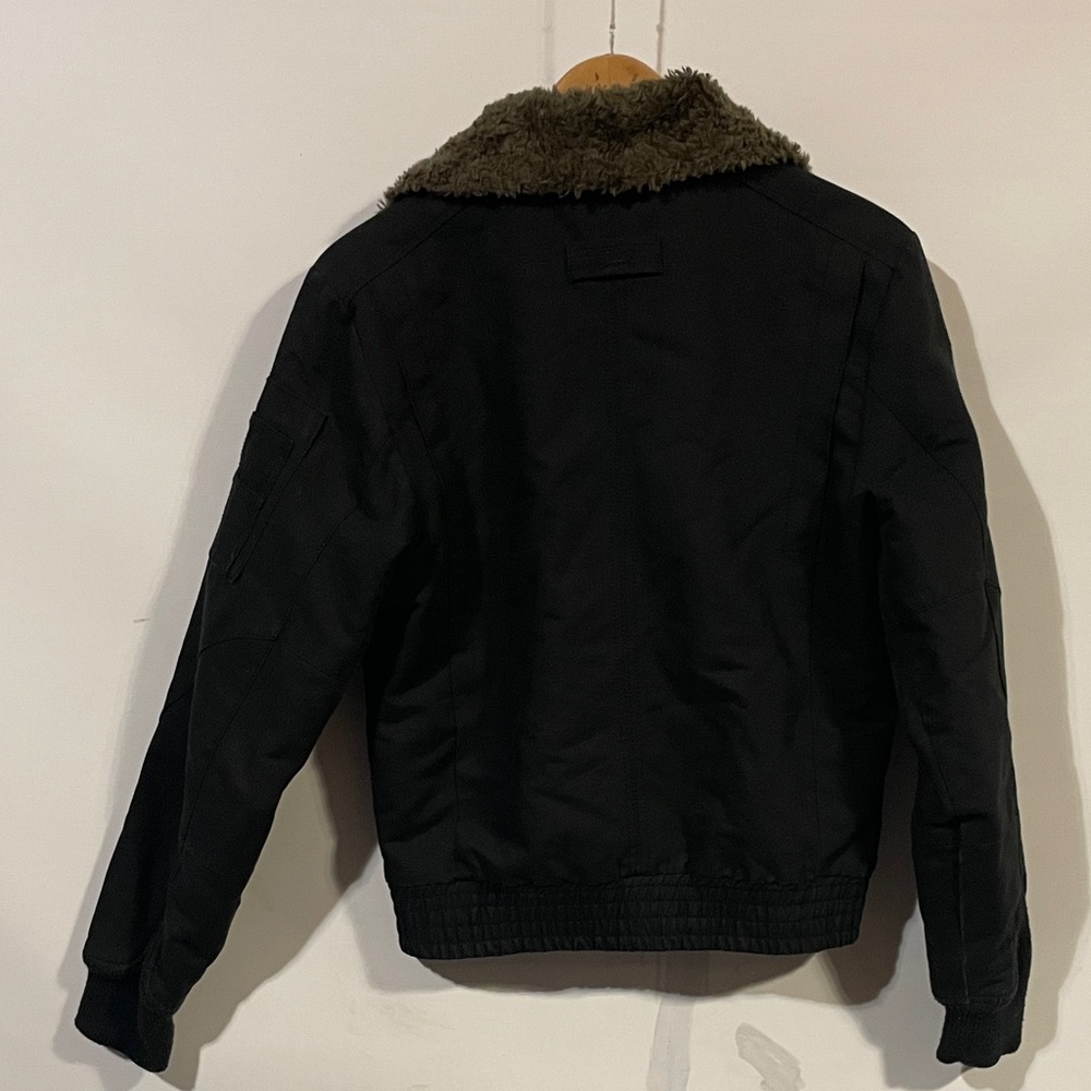 Spiewak and sons Men's Black Bomber Jacket with Faux Fur Collar - Picture 3 of 5